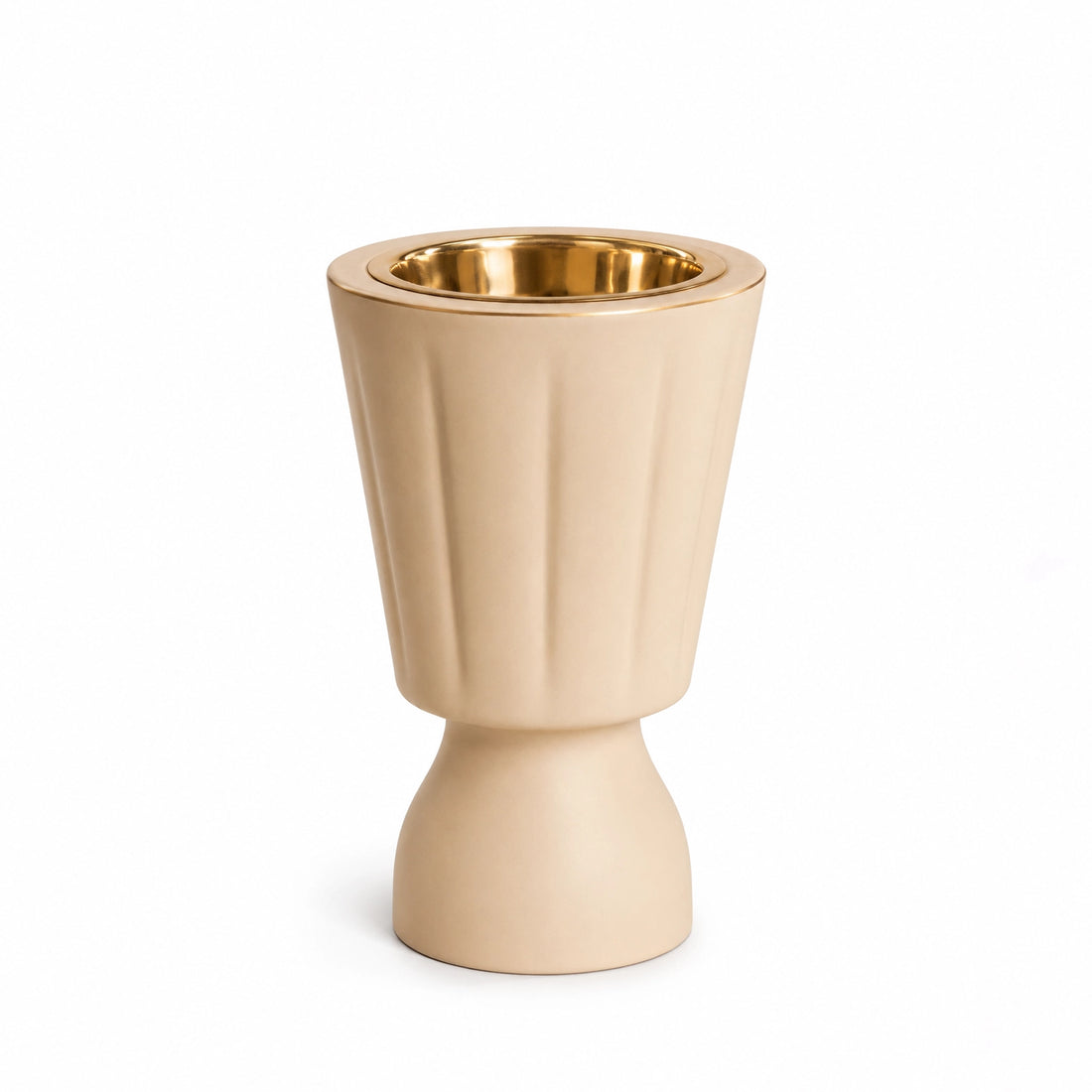 CJ010B Ceramic Incense Burner – Beige Incense Burner with Gold Inner Finish