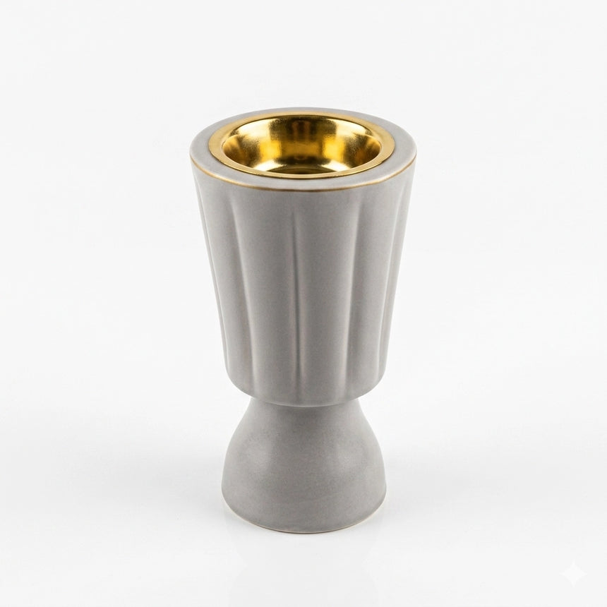CJ010CG Ceramic Incense Burner – Grey Incense Burner with Gold Inner Finish