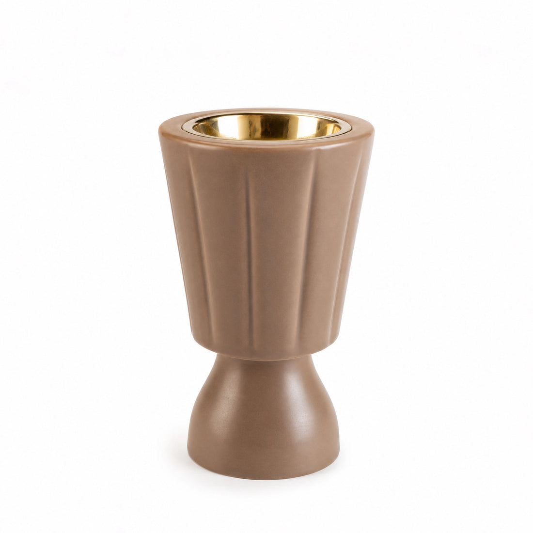 CJ010LB Ceramic Incense Burner – Light Brown Incense Burner with Gold Inner Finish