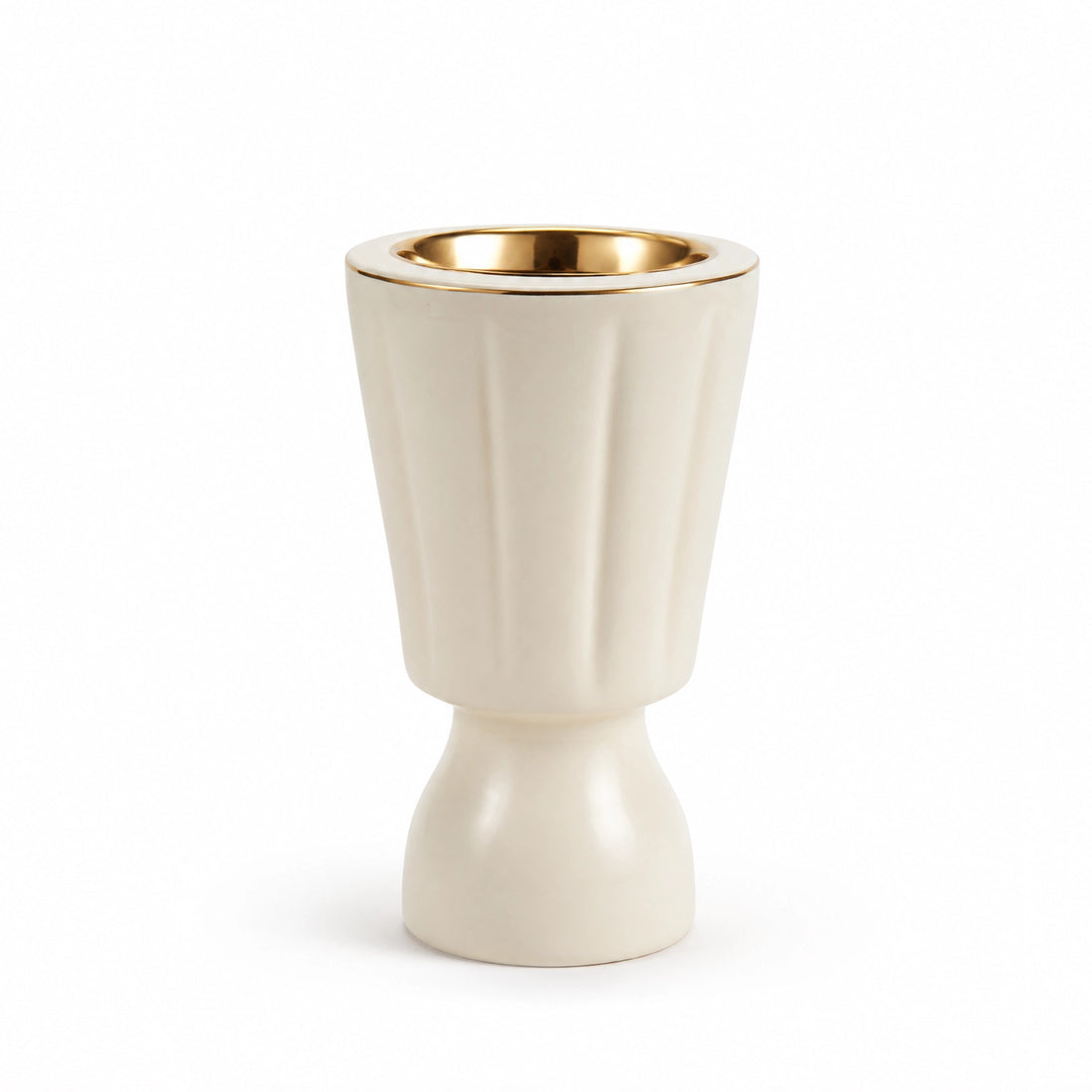 CJ010LC Ceramic Incense Burner – Light Cream Incense Burner with Gold Inner Finish