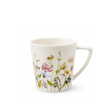 Elegant White Ceramic Mug With A 10 Oz / 280 Ml Capacity And Multicolor Floral Decal Design, Perfect For Serving Coffee, Tea, Milk, Hot Chocolate, And Other Beverages At Siddiq Gifts.