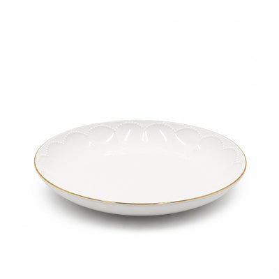 Ceramic Round Serving Platter 30 cm White with Gold Rim Siddiq Gifts