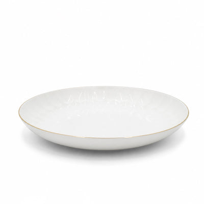 Ceramic Round Serving Platter 30 cm White with Gold Rim Siddiq Gifts