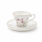 GP-152 Ceramic Tea Cup & Saucer Set – 12 Pieces – Floral Pattern Tea Cups with Gold Rim & Matching Saucers