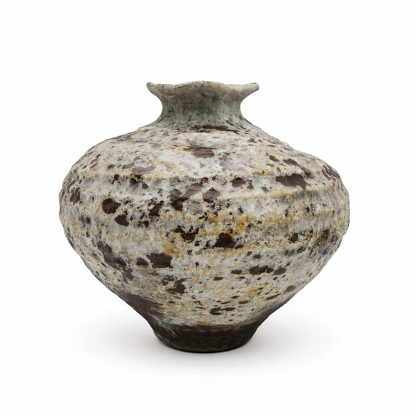 Ceramic Vase 22x22 cm Rustic Wide Body Textured Vintage Style Decorative Vase For Home Decor By Siddiq Gifts