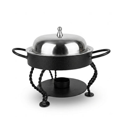 Classic Round Chafing Dish 10 Liter Stainless Steel Buffet Server With Lid Siddiq Gifts