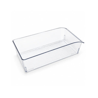 Transparent Clear Fridge Organizer Storage Bin Measuring 31 × 15 × 9.2 Cm, Featuring A Practical Space Saving Design For Organizing Fruits, Vegetables, Drinks, Snacks, Condiments, And Packaged Foods At Siddiq Gifts.
