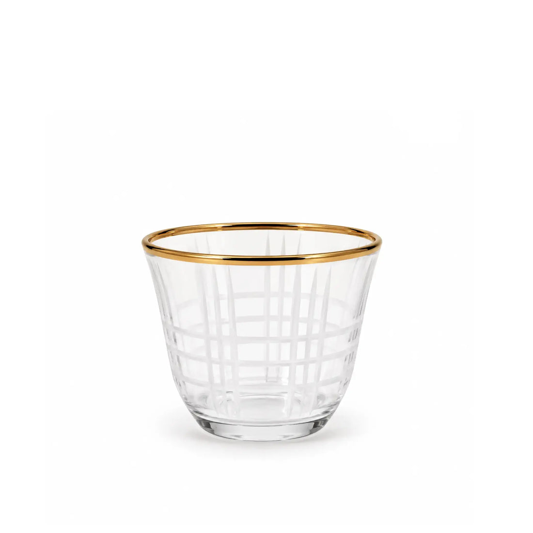 GCW32-G Cawa Cup Set – 12-Piece Clear Glass Cups with Elegant Gold Rim Design