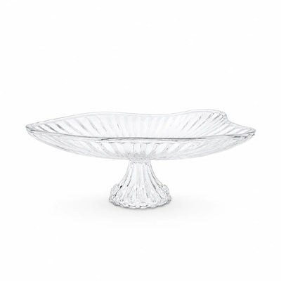 Clear Glass Fruit Tray with Stand 30cm Elegant Wave Design by Siddiq Gifts