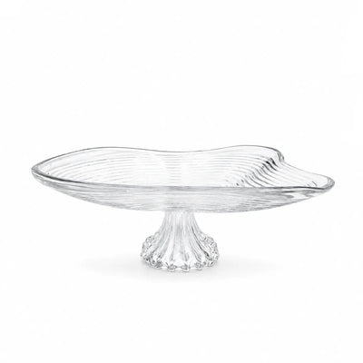 Clear Glass Fruit Tray with Stand 30cm Elegant Wave Design by Siddiq Gifts