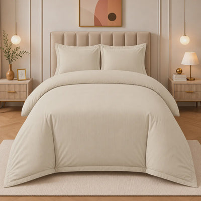 COMF SIDDIQ 300TC Plain Single Comforter Set, 4 Pieces, in Beige at Siddiq Gifts.