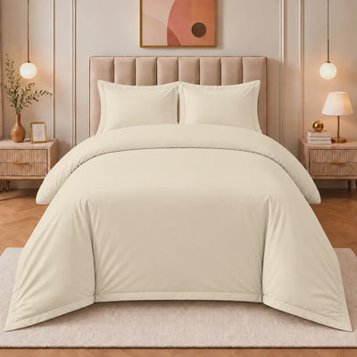 COMF SIDDIQ 300TC Plain Single Comforter Set, 4 Pieces, in Cream at Siddiq Gifts.