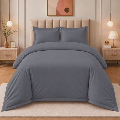 COMF SIDDIQ 300TC Plain Single Comforter Set, 4 Pieces, in Dark Grey at Siddiq Gifts.