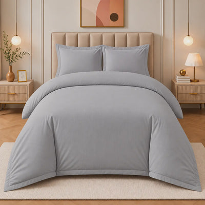 COMF SIDDIQ 300TC Plain Single Comforter Set, 4 Pieces, in Grey at Siddiq Gifts.