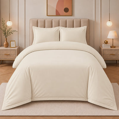 COMF SIDDIQ 300TC Plain Single Comforter Set, 4 Pieces, in Ivory at Siddiq Gifts.