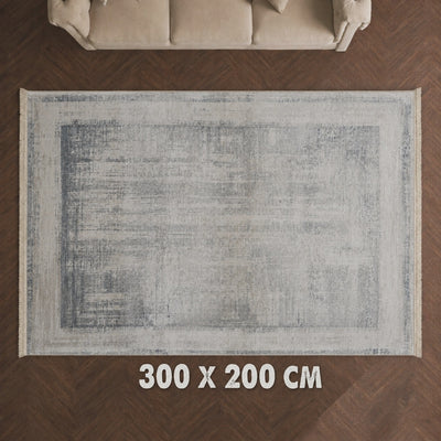 Crown Y5307W Carpet 200x300cm Blue and Light Beige with Modern Abstract Distressed Design by Siddiq Gifts