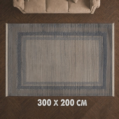 Crown Y5315W Carpet 200 × 300 cm Blue Modern Greek Key Border Design Siddiq Gifts