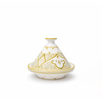 Elegant White Culinary Art Green Molokhia Ceramic Tagine Measuring 22 Cm, Featuring An Olive Green And Gold Decorative Design And Ideal For Serving Molokhia, Rice, Stews, Meat Dishes, And Traditional Meals At Siddiq Gifts.