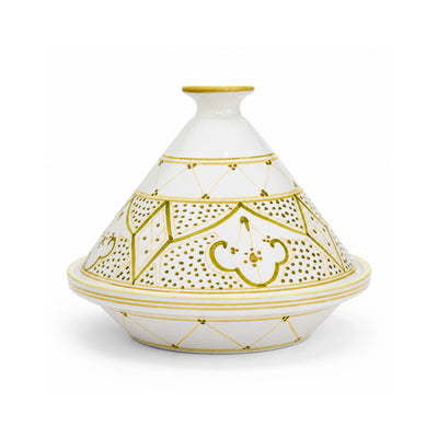 Elegant White Culinary Art Green Molokhia Ceramic Tagine Measuring 32 Cm, Featuring An Olive Green And Gold Decorative Design And Ideal For Serving Molokhia, Rice, Stews, Meat Dishes, And Traditional Meals At Siddiq Gifts.