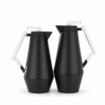Almarjan Vacuum Flask Set 2 Pieces 0.75L And 1L Matte Black With Frost Handle Siddiq Gifts