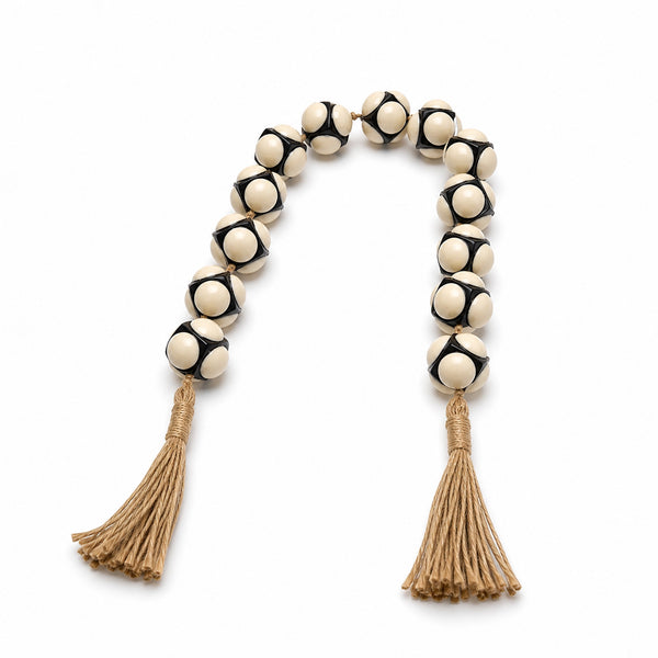 Decorative Beaded Garland White Black Bead Design With Tassels Stylish Home Decor Siddiq Gifts