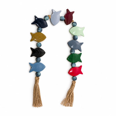 Decorative Fish Garland Multicolor Hanging Ornament With Tassels 10 Fish Design Siddiq Gifts