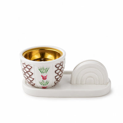 Decorative Incense Burner With Rainbow Accent And Gold Inner Bowl Siddiq Gifts