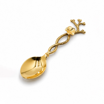 Decorative Serving Spoon 27 cm Gold Floral Branch Handle by Siddiq Gifts