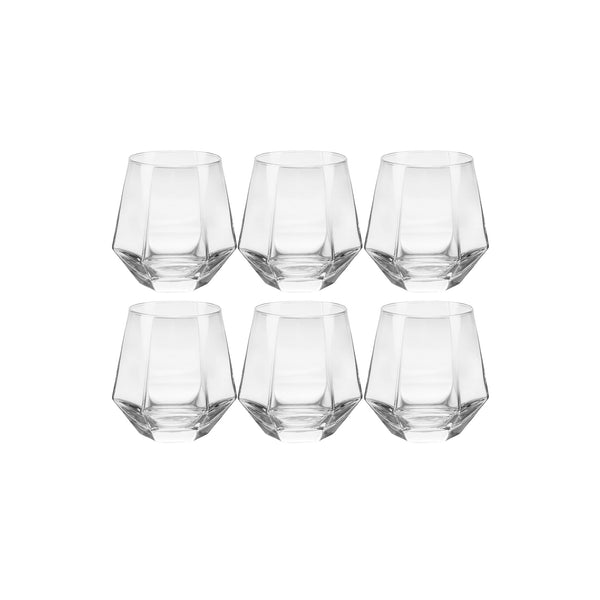 Glass Tumbler Set – 6-Piece – 310 ml – Geometric Design – TS5163-2