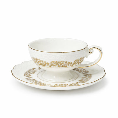 DIP-24 ceramic milk cup and saucer set 12 pieces in white floral design for tea and coffee serving – Siddiq Gifts