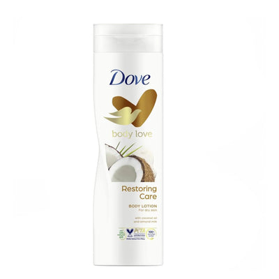 Dove Body Love Restoring Care Body Lotion, 400 ml, with Coconut Oil and Almond Milk for dry skin at Siddiq Gifts.