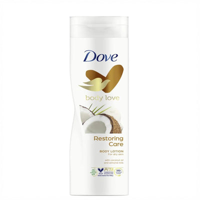 Dove Body Love Restoring Care Body Lotion With Coconut Oil And Almond Milk In A 250 Ml Bottle, Designed To Nourish, Soften, And Moisturize Dry Skin For Everyday Body Care At Siddiq Gifts.