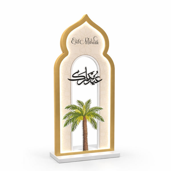 EA-EID001 LED illuminated Eid Mubarak arch decorative floor stand 160cm with palm tree design for Ramadan and Eid entrance display – Siddiq Gifts Mussafah Abu Dhabi