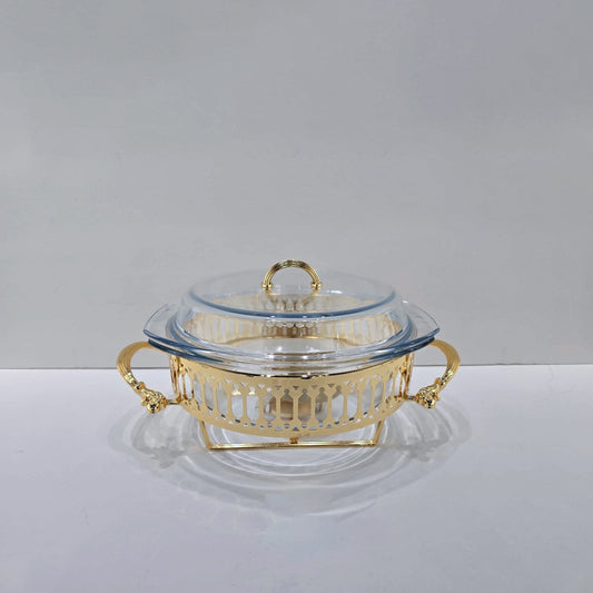 CD-7242 Glass Chafing Dish Gold