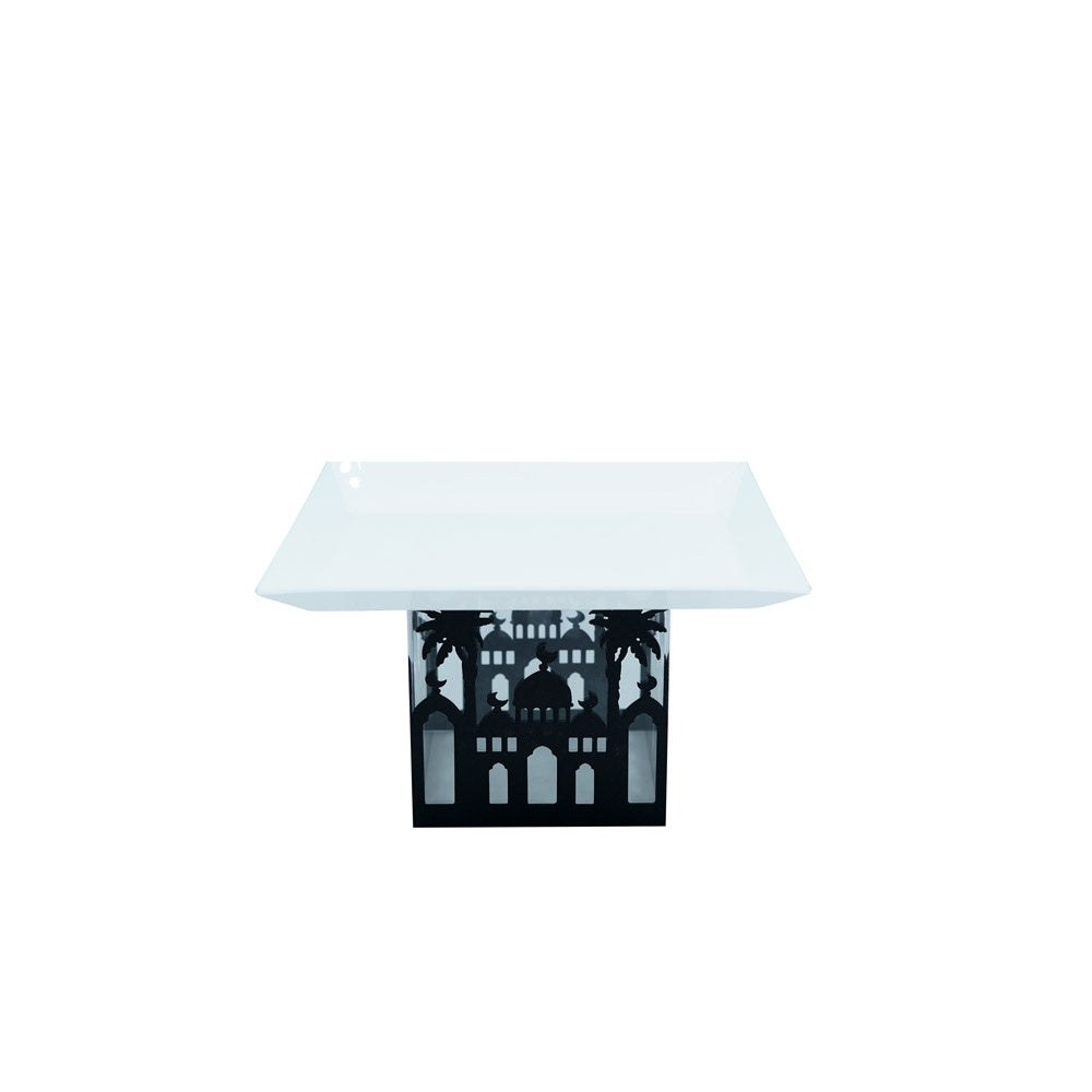 1268-168 Acrylic  Tray With Stand Black Medium, Ramadan Decor