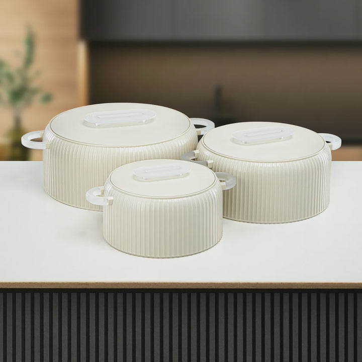 EK-200/400/650 Hot Pot 3-Piece Set in Ivory Frost Finish (2000ml, 4000ml, 6500ml) – Siddiq Gifts Mussafah Abu Dhabi