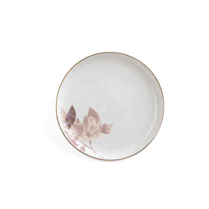 Ceramic plate with floral design on a white background