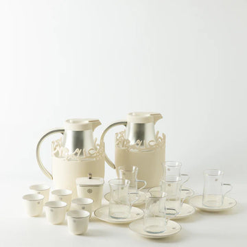 ET3106 Mirral Full Hospitality Serving Set – 21-Piece – White & Silver | Siddiq Gifts Mussafah Abu Dhabi