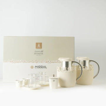 ET3106 Mirral Full Hospitality Serving Set – 21-Piece – White & Silver | Siddiq Gifts Mussafah Abu Dhabi