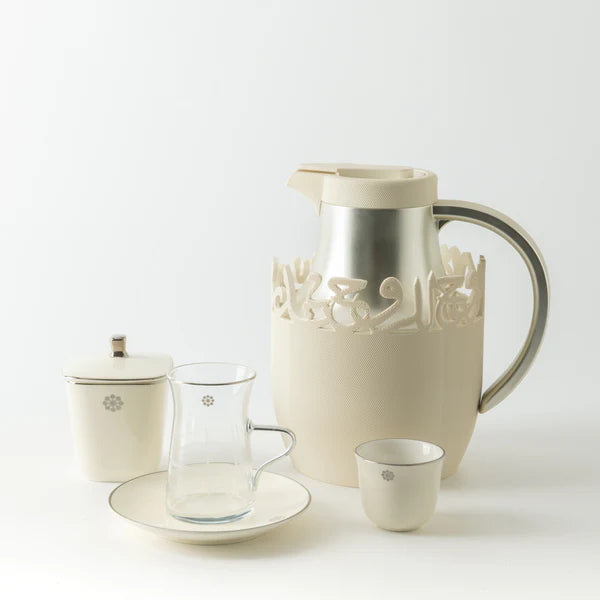 ET3106 Mirral Full Hospitality Serving Set – 21-Piece – White & Silver | Siddiq Gifts Mussafah Abu Dhabi