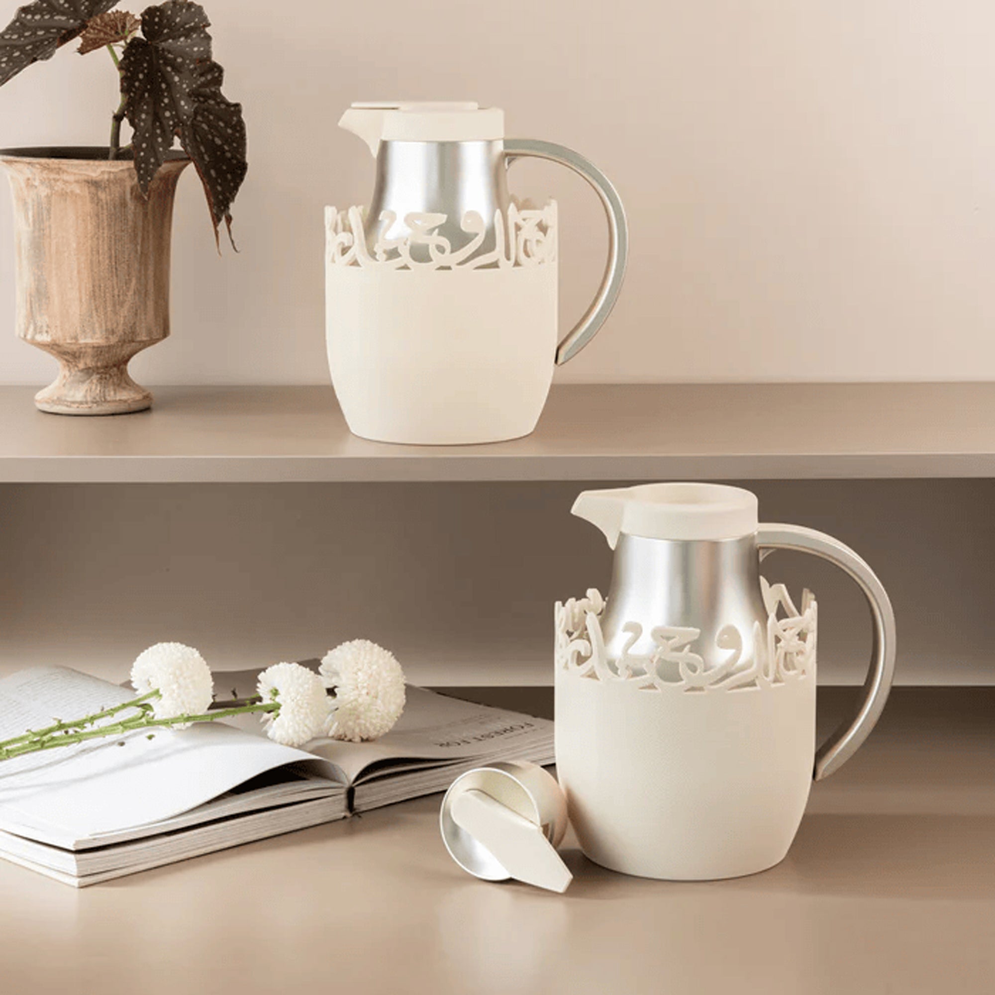 ET3106 Mirral Full Hospitality Serving Set – 21-Piece – White & Silver | Siddiq Gifts Mussafah Abu Dhabi