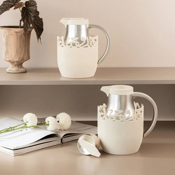 ET3106 Mirral Full Hospitality Serving Set – 21-Piece – White & Silver | Siddiq Gifts Mussafah Abu Dhabi