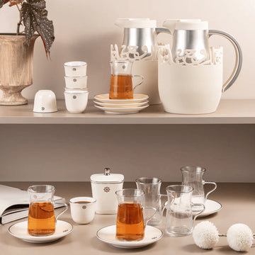 ET3106 Mirral Full Hospitality Serving Set – 21-Piece – White & Silver | Siddiq Gifts Mussafah Abu Dhabi