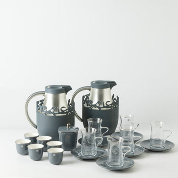 ET3107 Mirral Full Hospitality Serving Set – 21-Piece – Blue & Silver | Siddiq Gifts Mussafah Abu Dhabi