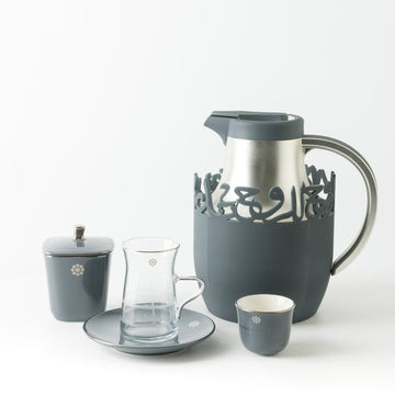 ET3107 Mirral Full Hospitality Serving Set – 21-Piece – Blue & Silver | Siddiq Gifts Mussafah Abu Dhabi