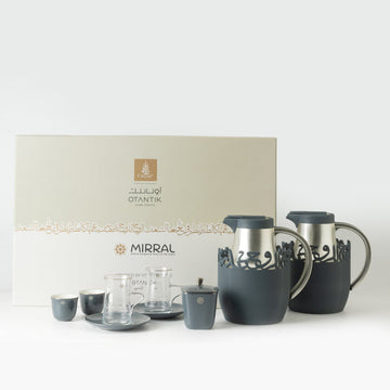 ET3107 Mirral Full Hospitality Serving Set – 21-Piece – Blue & Silver | Siddiq Gifts Mussafah Abu Dhabi