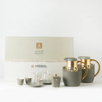 ET3108 Mirral Full Hospitality Serving Set – 21-Piece – Grey & Gold | Siddiq Gifts Mussafah Abu Dhabi