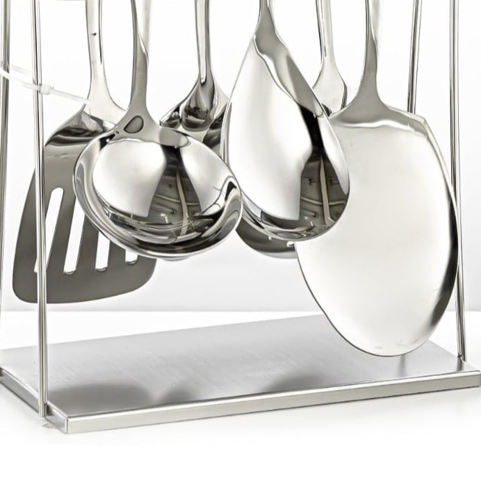 CUT0010470 7-Piece Stainless Steel Kitchen Tool Set with Stand – Gold and Silver