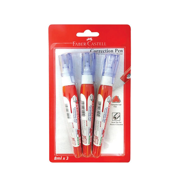 Faber-Castell Correction Pens 8 ml 3-Piece Pack with Metal Precision Tip by Siddiq Gifts