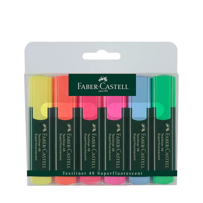 Faber-Castell Textliner 48 Superfluorescent Highlighters 6-Piece Assorted Colour Set Siddiq Gifts